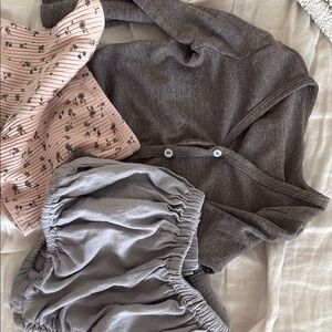 Kids cotton cardigan, bloomers and shorties